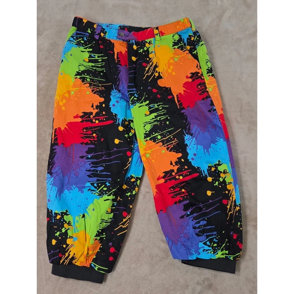 Loudmouth Golf Pants Women's Size 36x23 Paint Splash Splatter Cotton Spandex EUC